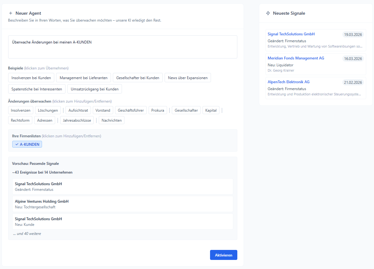Screenshot: Wächtermodus Konfiguration